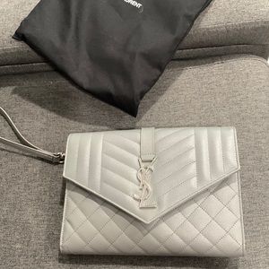 Saint Laurent grey wristlet